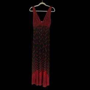 Red/Black Chevron Print Maxi Dress
